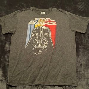 Star Wars Charcoal Grey Darth Vader with Blue Yellow and Red AccentsT-shirt (XL)
